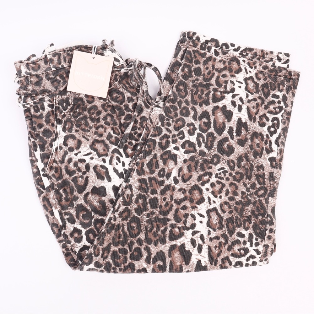 Kittenish "Kara" Leopard Print Paper Bag Waist Cropped Jeans XL